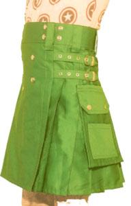 Men Green Utility Kilt